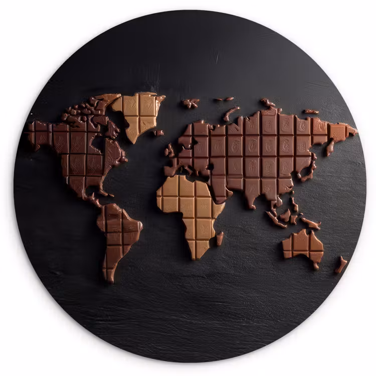 Muurcirkel - Wereldkaart - chocola - Smakelijke uitstraling — 1