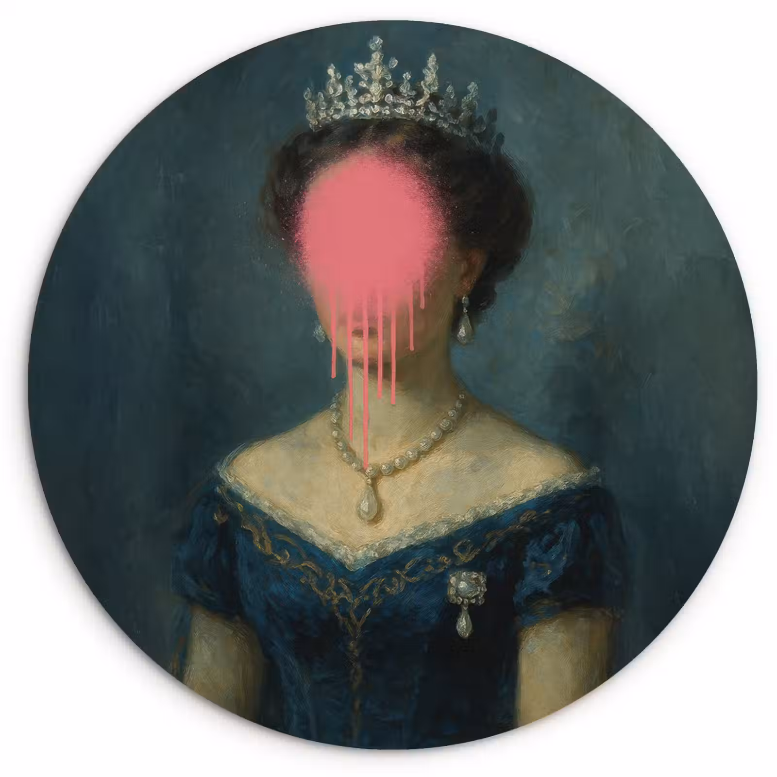 Muurcirkel - Kroon - Roze druipend verf - Portret — 1