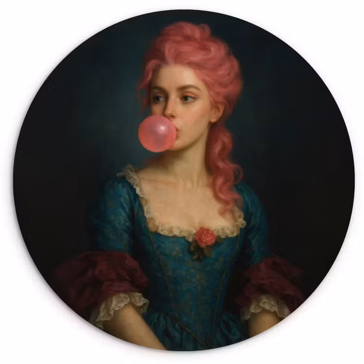 Muurcirkel - Vrouw - Portret - Kauwgombel — 1