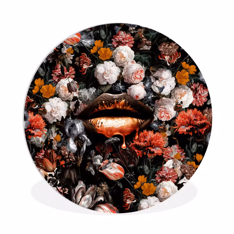Muurcirkel - Lippen - Bloemen - Verf - Oranje - Kunst - Abstract - Oude meesters — 1