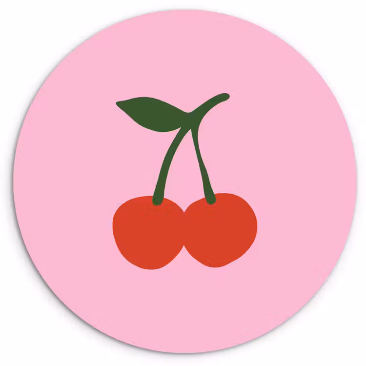 Muurcirkel - Kersen - Roze - Illustratie — 1