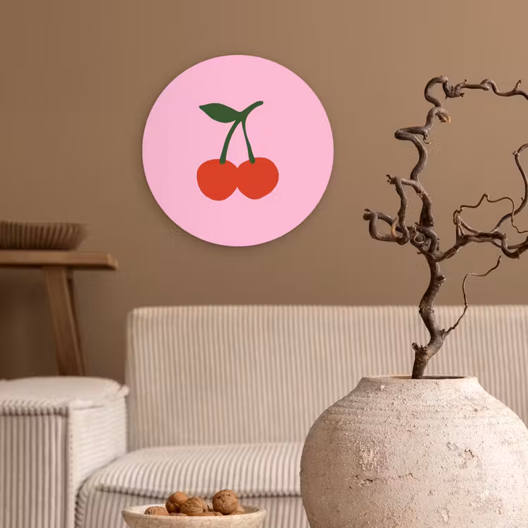Muurcirkel - Kersen - Roze - Illustratie — 2