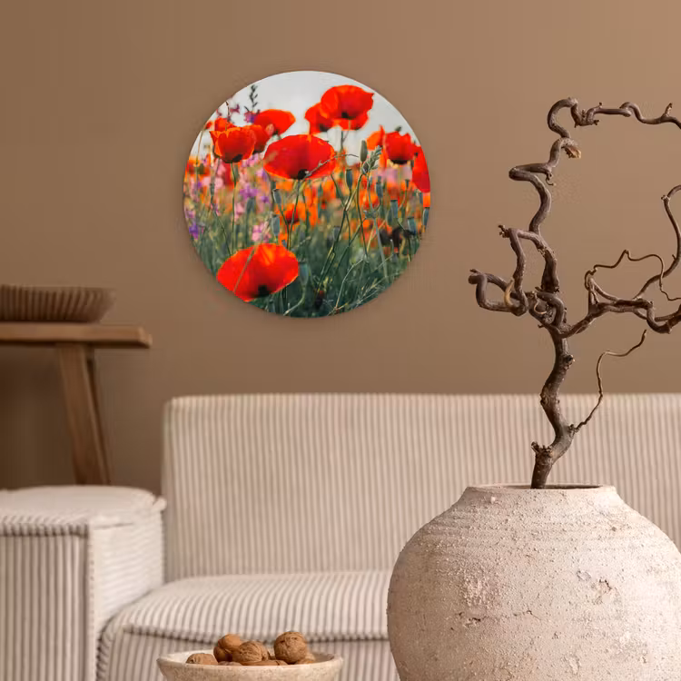 Muurcirkel - Klaproos - Bloemen - Rood - Paars - Weide — 2