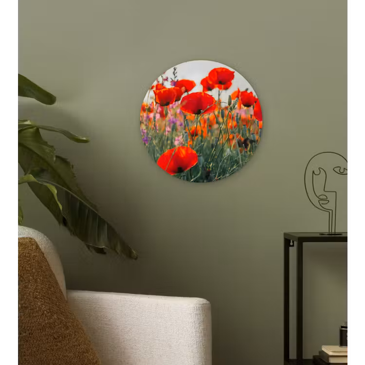 Muurcirkel - Klaproos - Bloemen - Rood - Paars - Weide — 3