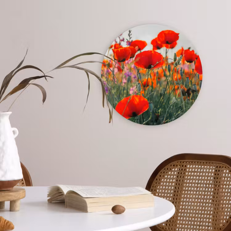 Muurcirkel - Klaproos - Bloemen - Rood - Paars - Weide — 4