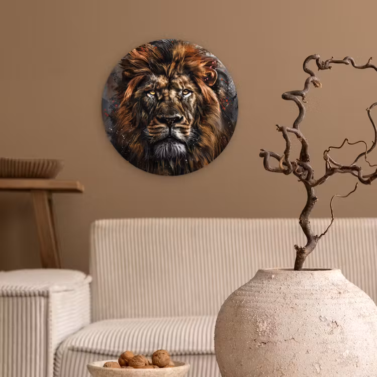 Muurcirkel - Leeuw - Dieren - Portret - Zwart - Luxe — 2