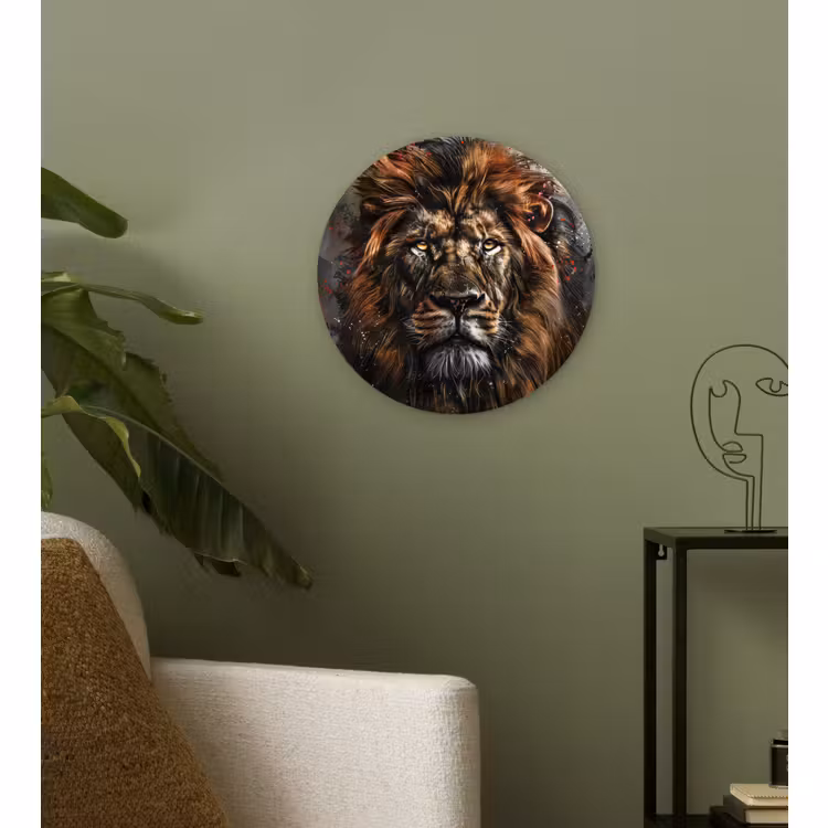 Muurcirkel - Leeuw - Dieren - Portret - Zwart - Luxe — 3