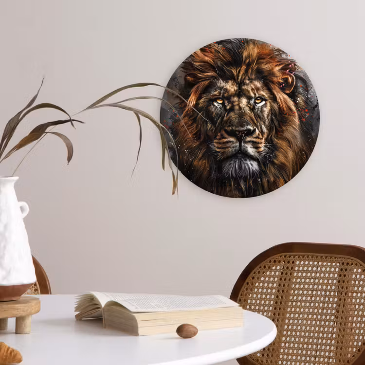 Muurcirkel - Leeuw - Dieren - Portret - Zwart - Luxe — 4