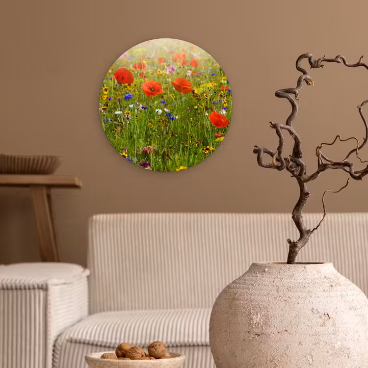 Muurcirkel - Lente - Bloemen - Rood - Klaproos - Gras - Groen — 2