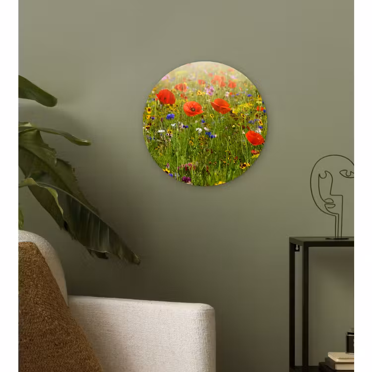 Muurcirkel - Lente - Bloemen - Rood - Klaproos - Gras - Groen — 3