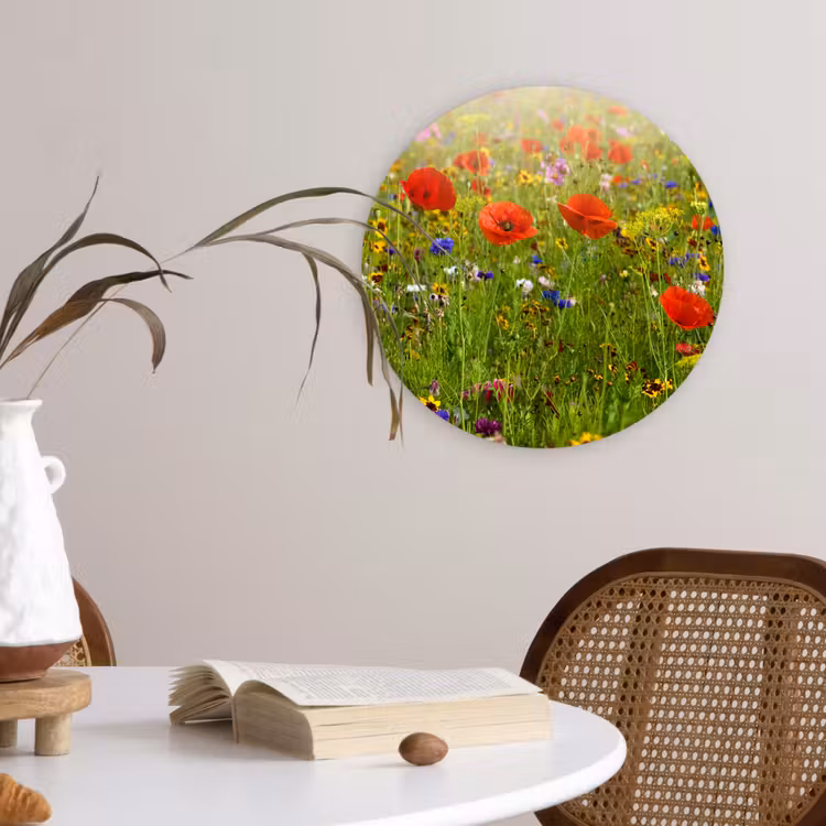 Muurcirkel - Lente - Bloemen - Rood - Klaproos - Gras - Groen — 4