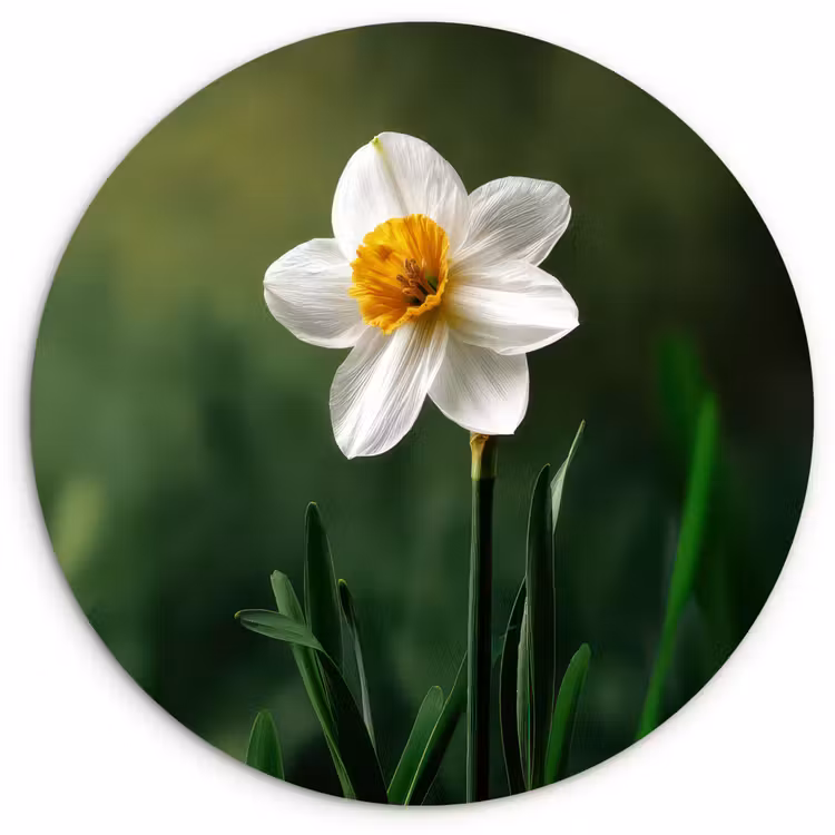 Muurcirkel - Narcis - Bloem - Wit - Grassprieten — 1