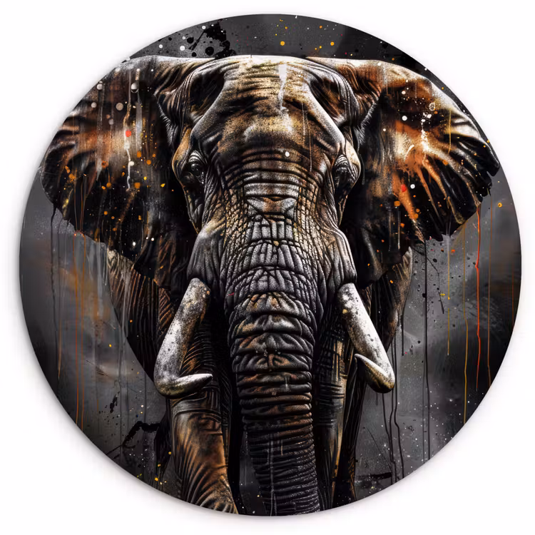 Muurcirkel - Olifant - Watercolor - Wilde dieren - Luxe — 1
