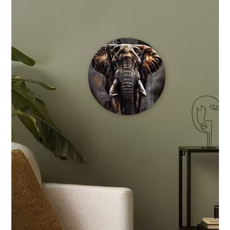 Muurcirkel - Olifant - Watercolor - Wilde dieren - Luxe — 3