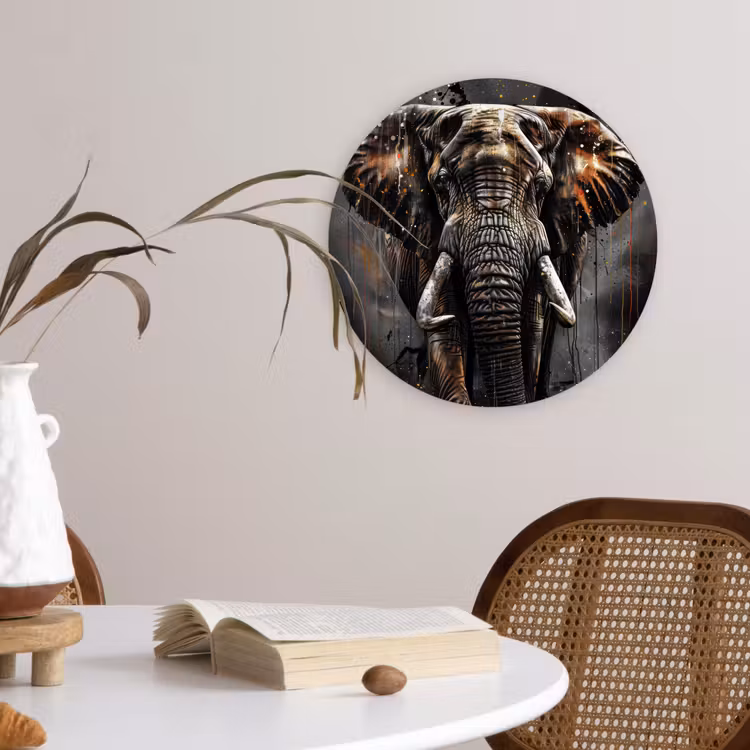 Muurcirkel - Olifant - Watercolor - Wilde dieren - Luxe — 4