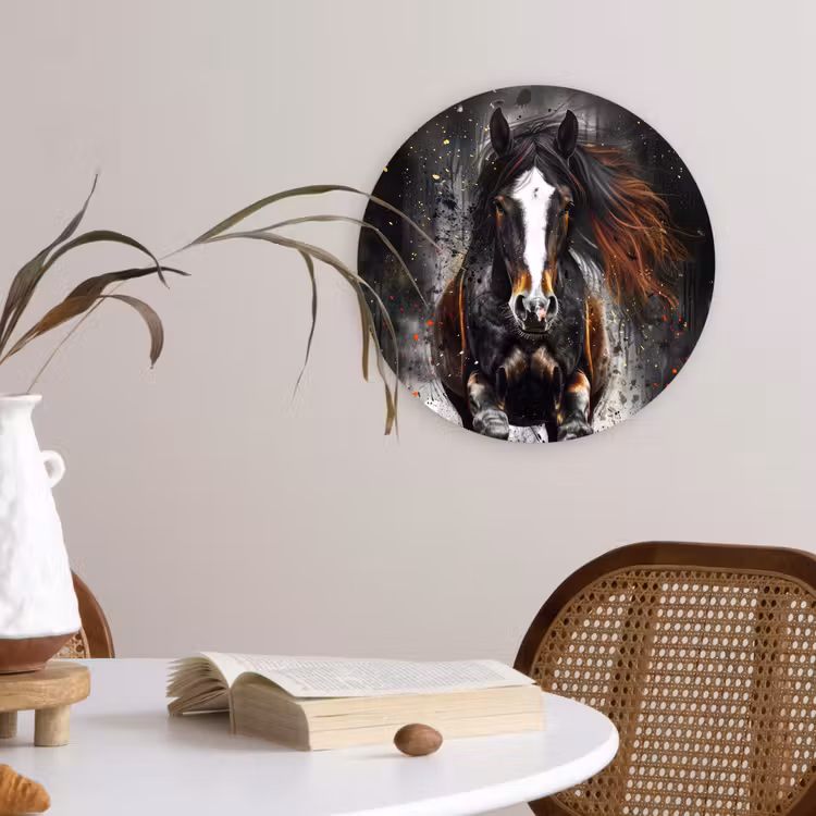 Muurcirkel - Paard - Dieren - Zwart - Luxe - Modern — 4