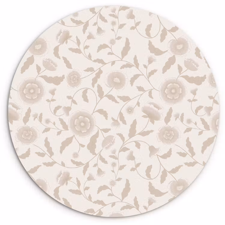 Muurcirkel - Sierlijk - Bloemen - Beige — 1
