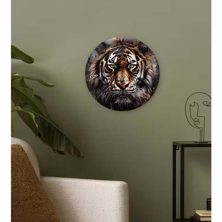 Muurcirkel - Tijger - Dieren - Portret - Luxe - Zwart — 3