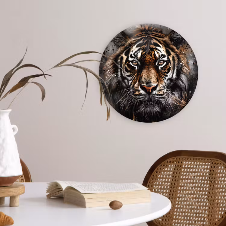 Muurcirkel - Tijger - Dieren - Portret - Luxe - Zwart — 4