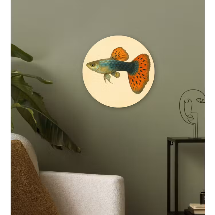 Muurcirkel - Vis - illustratie - Stippen - Oranje — 3