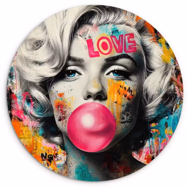 Muurcirkel - Vrouw - Kauwgom - Graffiti - Neonkleuren — 1