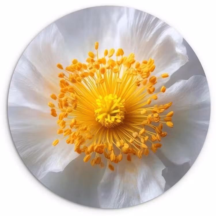 Muurcirkel - Wit - Bloem - Elegant — 1