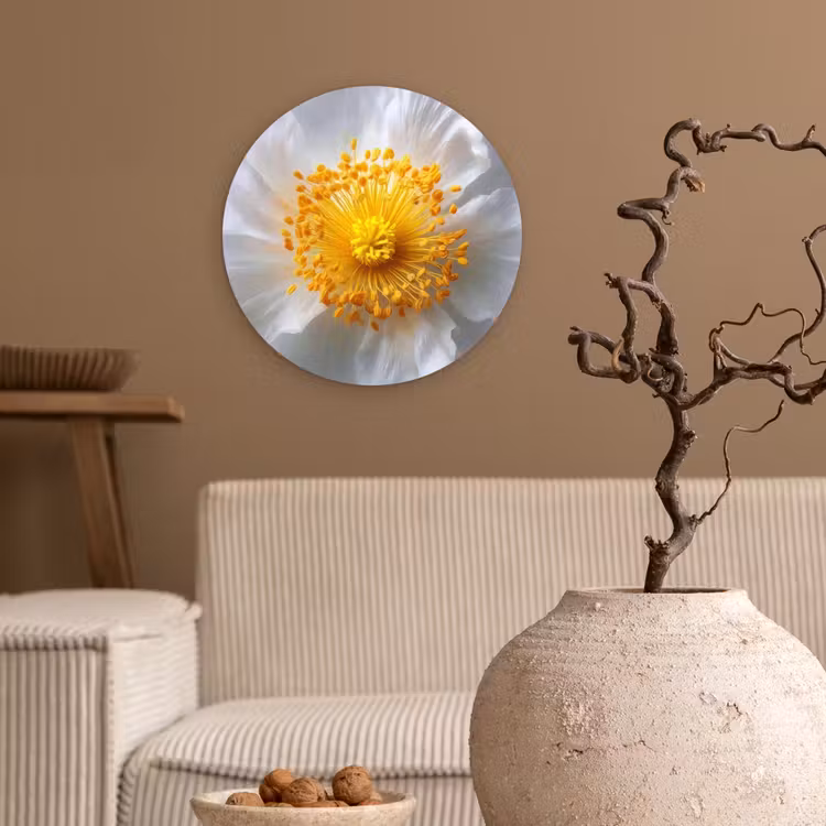 Muurcirkel - Wit - Bloem - Elegant — 2