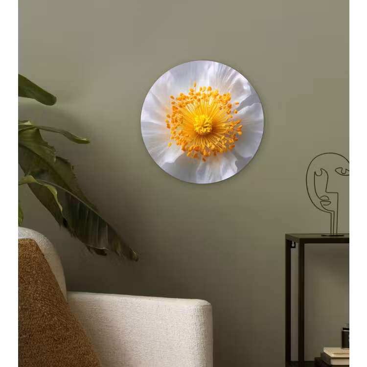 Muurcirkel - Wit - Bloem - Elegant — 3