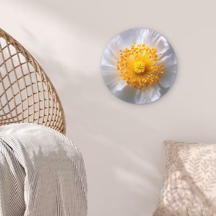 Muurcirkel - Wit - Bloem - Elegant — 5