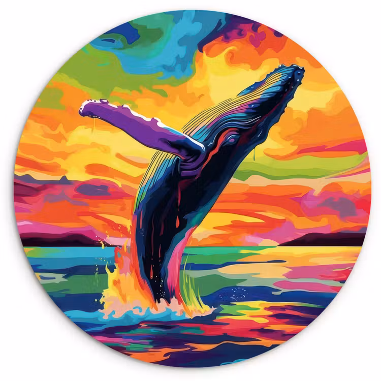 Muurcirkel - Zonsondergang - Walvis - Geschilderd - Kleurrijk — 1