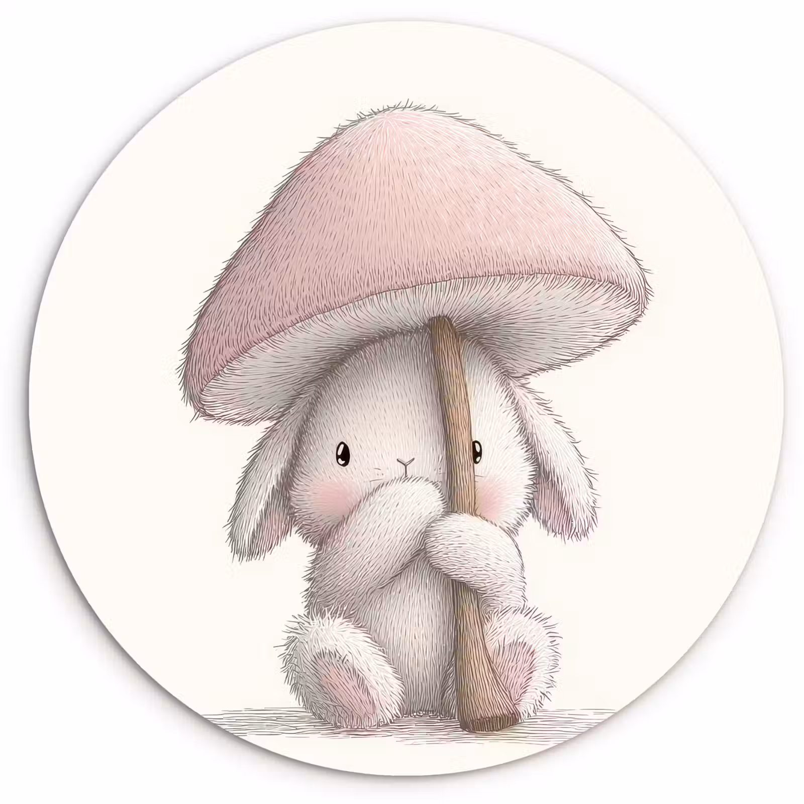 Muurcirkel - Paddenstoel - Konijn - Roze — 1