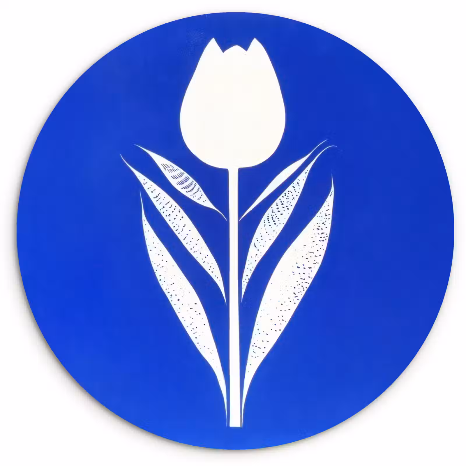 Muurcirkel - Tulp - Minimalistisch - Bladeren - Wit — 1