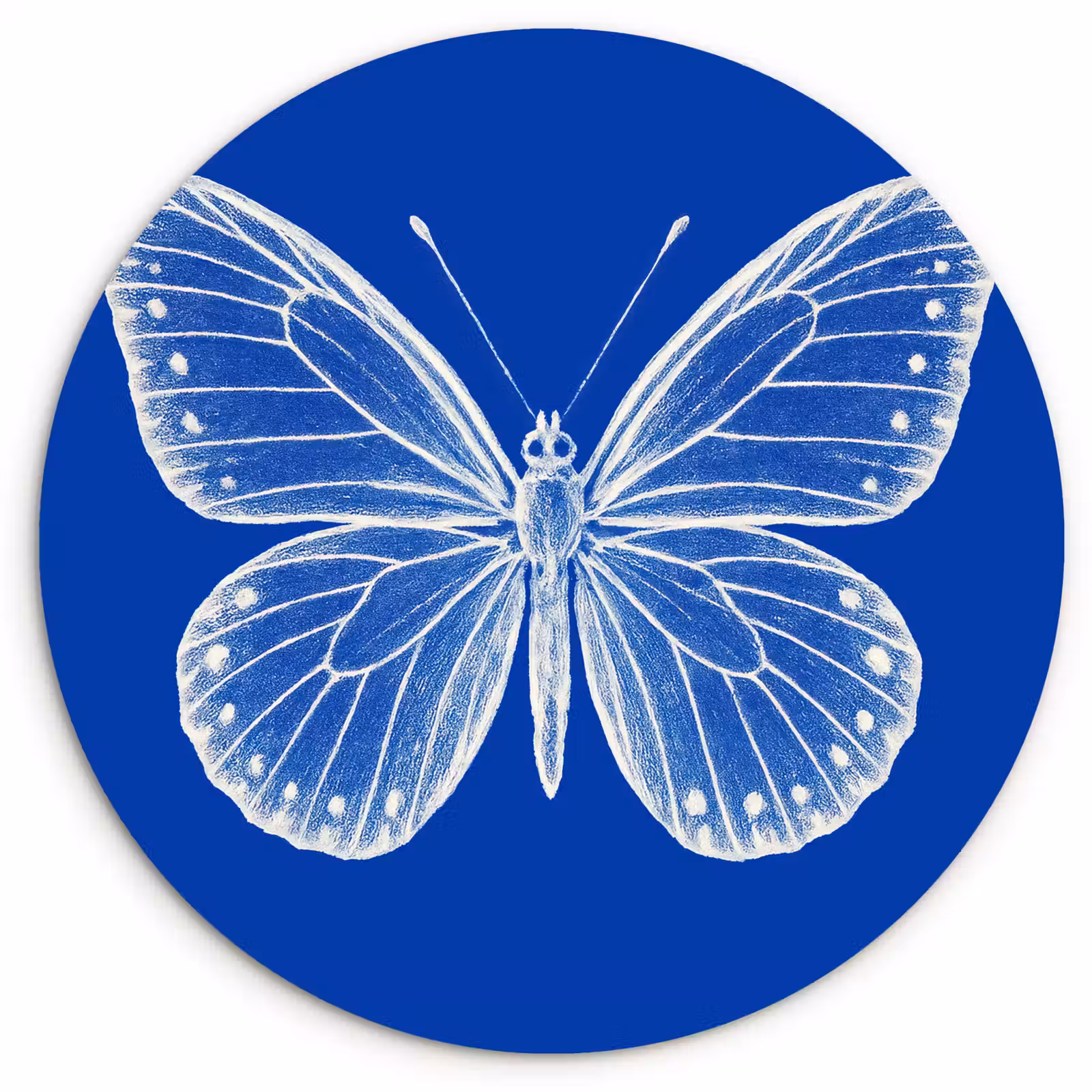 Muurcirkel - Vlinder - Wit - Getekend - Stippen — 1