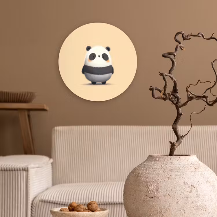 Muurcirkel - Panda - Beige - Minimalistisch — 2