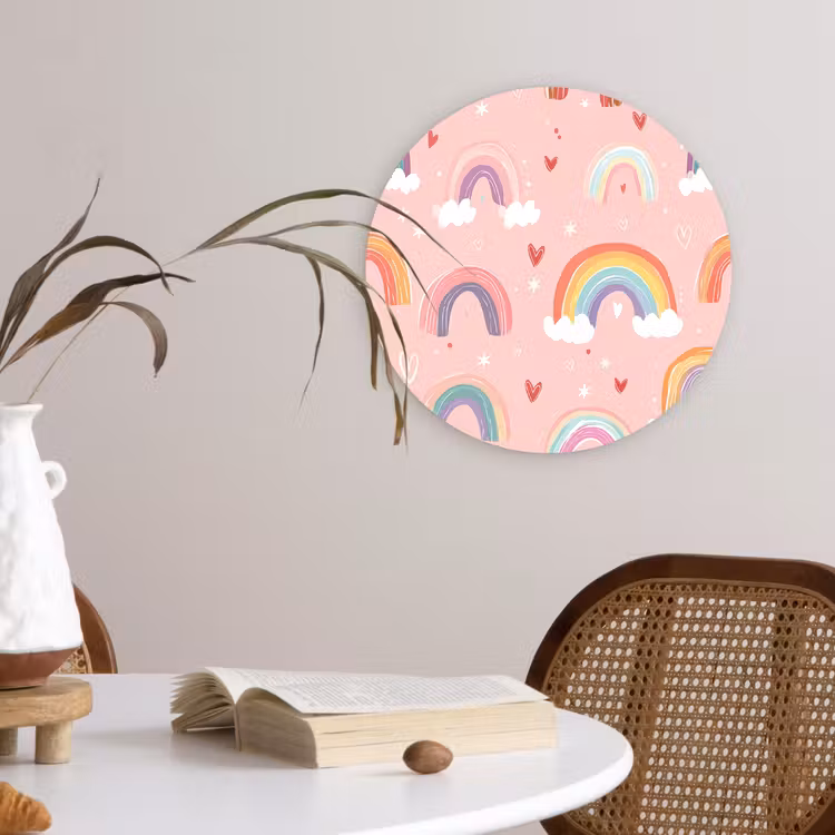 Muurcirkel - Regenboog - Patroon - Pastel — 4