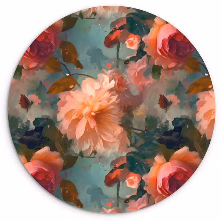 Muurcirkel - Roze - Patroon - Bloemen — 1