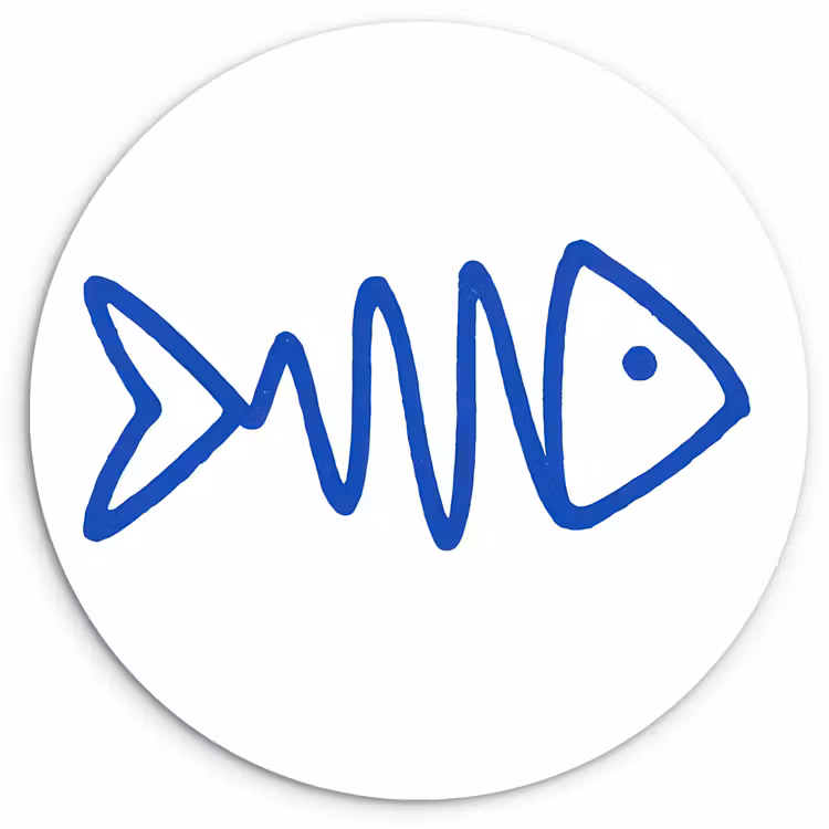 Muurcirkel - Vis - Minimalistisch - Blauw - Lijn — 1