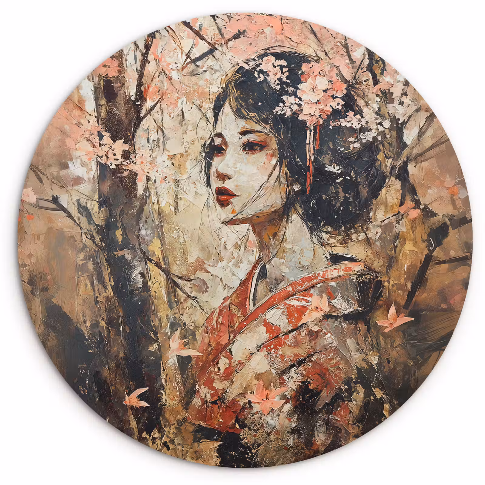 Muurcirkel - Kimono - Vrouw - kersenbomen — 1