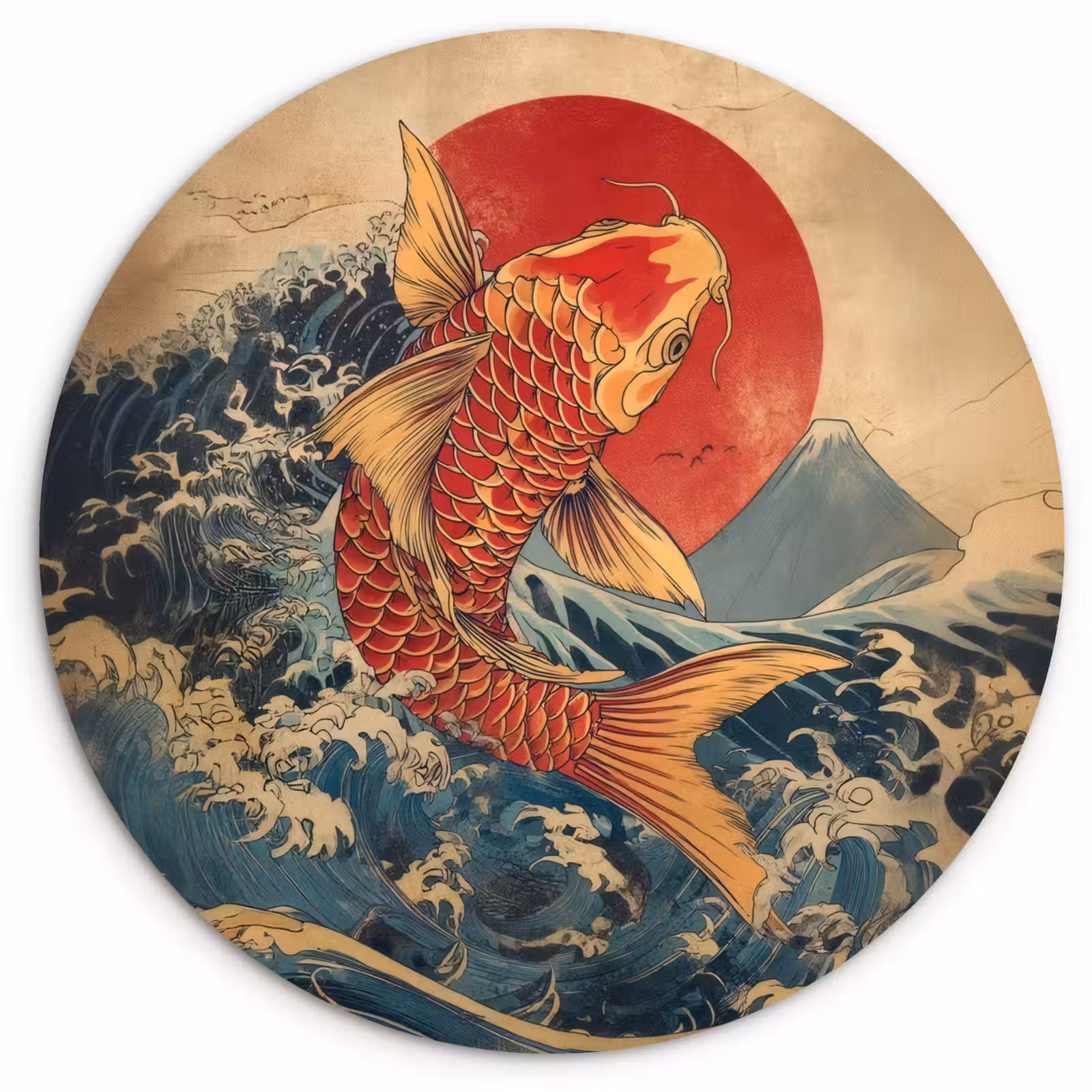 Muurcirkel - Koi - Zee - Golven - Zon — 1