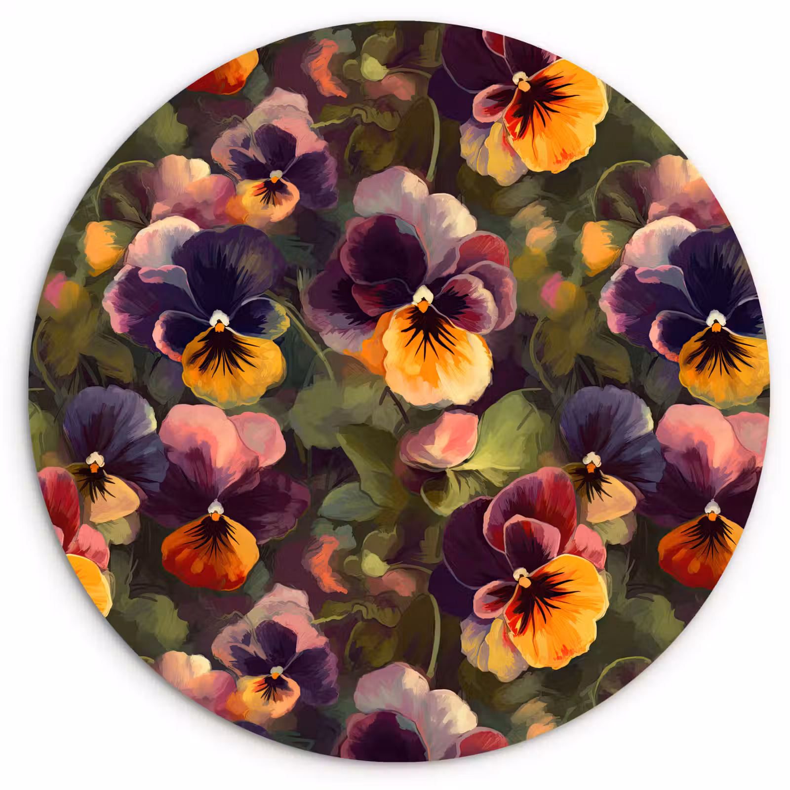 Muurcirkel - Warm - Patroon - Penseel - Viooltjes — 1