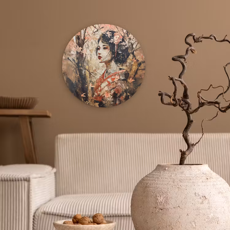 Muurcirkel - Kimono - Vrouw - kersenbomen — 2