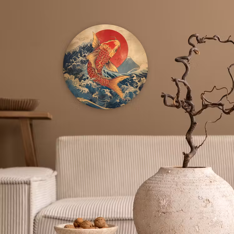 Muurcirkel - Koi - Zee - Golven - Zon — 2