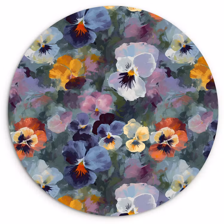 Muurcirkel - Pastel - Viooltjes - Groen - Patroon — 1