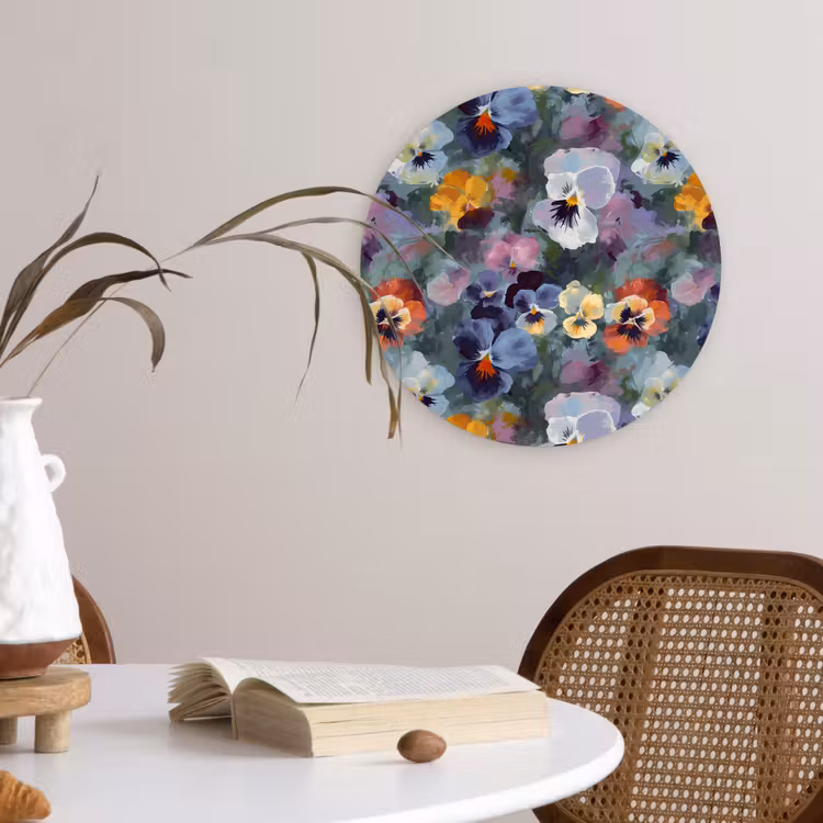 Muurcirkel - Pastel - Viooltjes - Groen - Patroon — 4