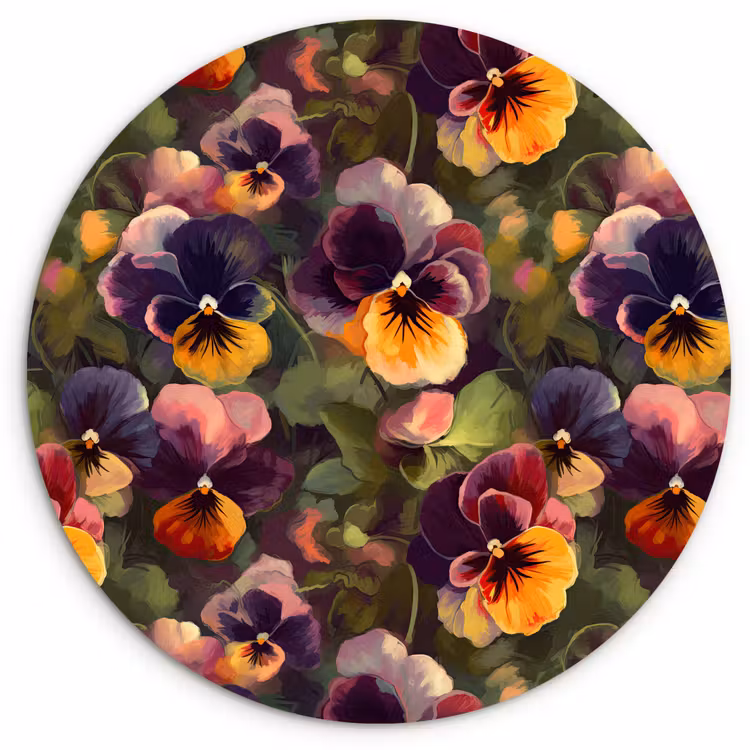 Muurcirkel - Warm - Patroon - Penseel - Viooltjes — 1