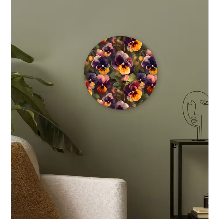 Muurcirkel - Warm - Patroon - Penseel - Viooltjes — 3