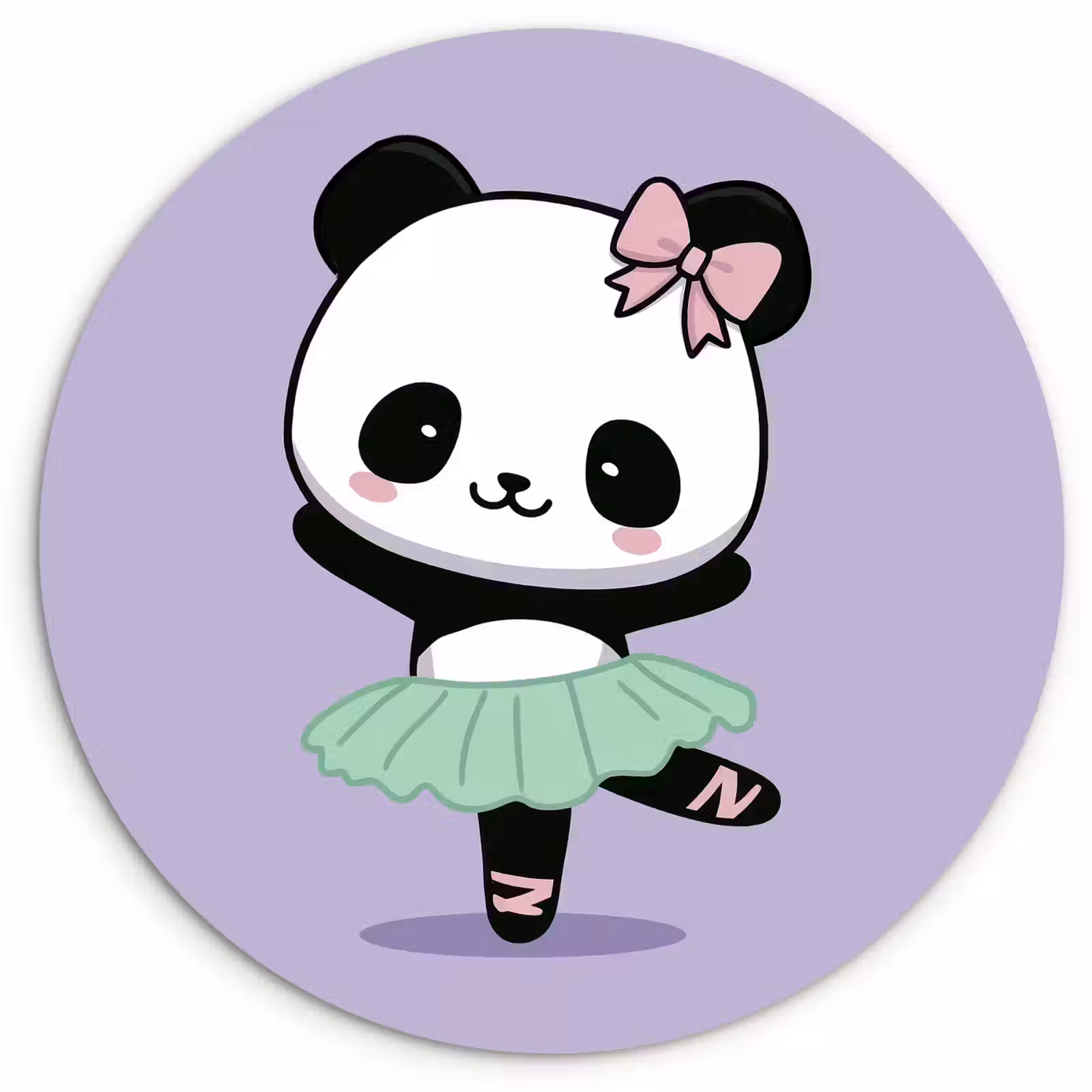 Muurcirkel - Panda - Paars - Sierlijk - Kawaii — 1