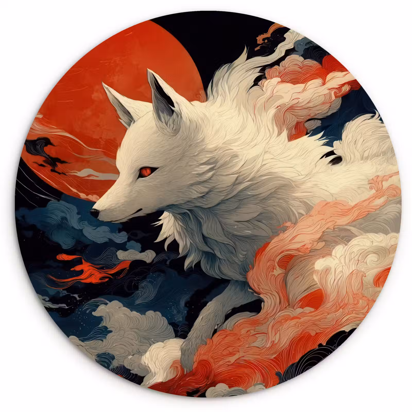 Muurcirkel - Witte vos - wolken - maan — 1