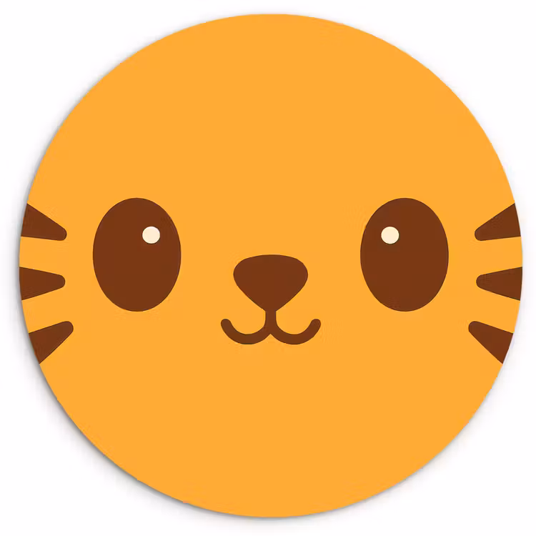 Muurcirkel - Kat - Simplistisch - Oranje - Vrolijk — 1