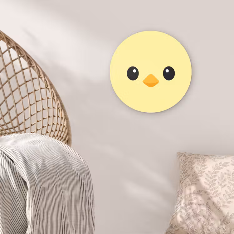 Muurcirkel - Kuiken - Vrolijk - Geel - Minimalistisch — 5